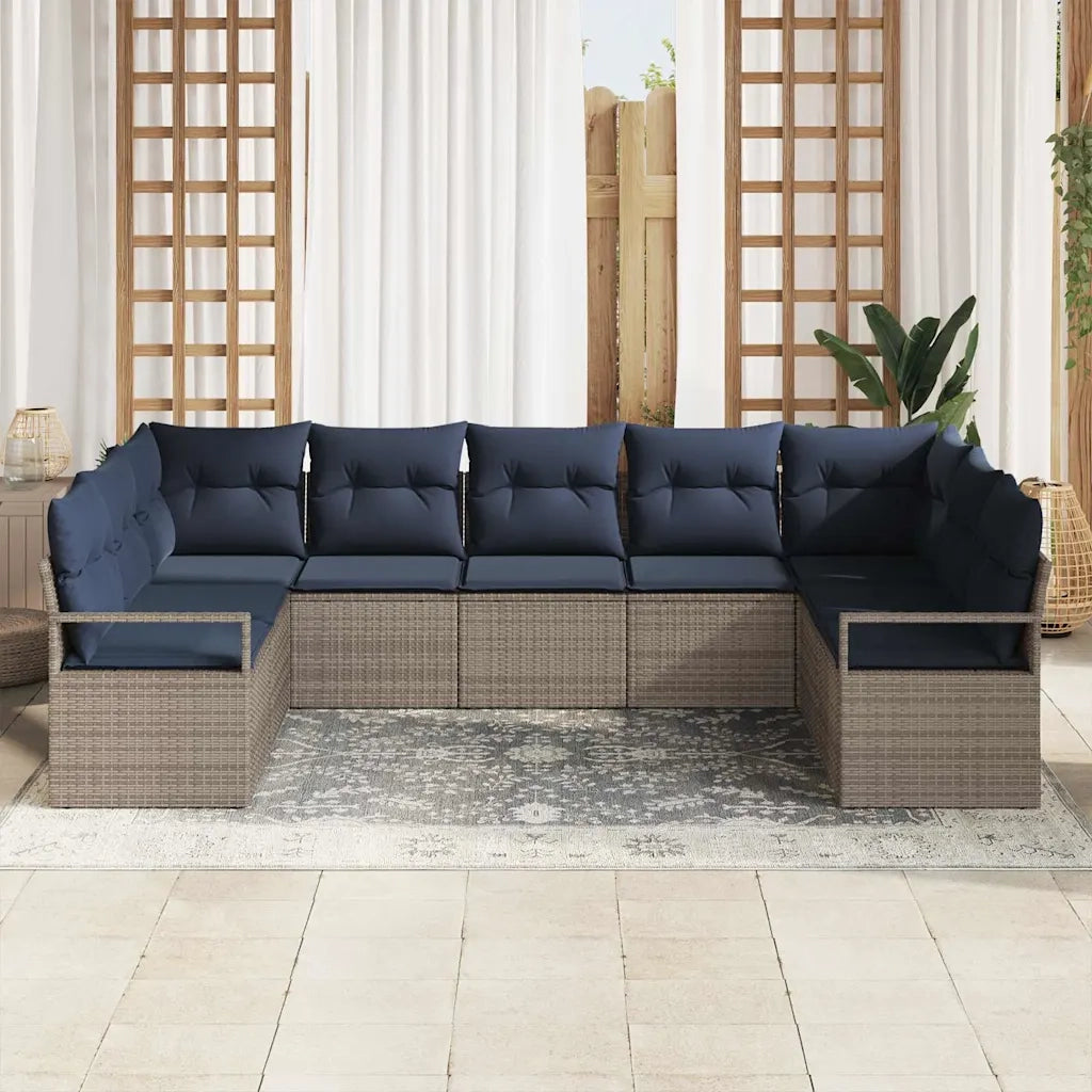 Set di divani con cuscino 9 pcs Grigio polyrattan 3346545