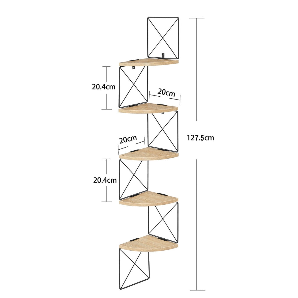 Scaffale angolare a parete Sonoma a 5 ripiani