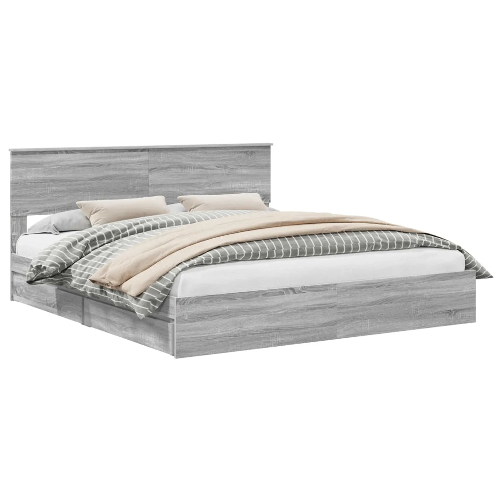 Letto con Contenitore con testiera-Struttura Letto con contenitore Grigio Sonoma 180 x 200 cm 441535
