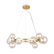 Maytoni Lampadario moderno Dallas 11 luci G9 oro metallo diffusore vetro cognac