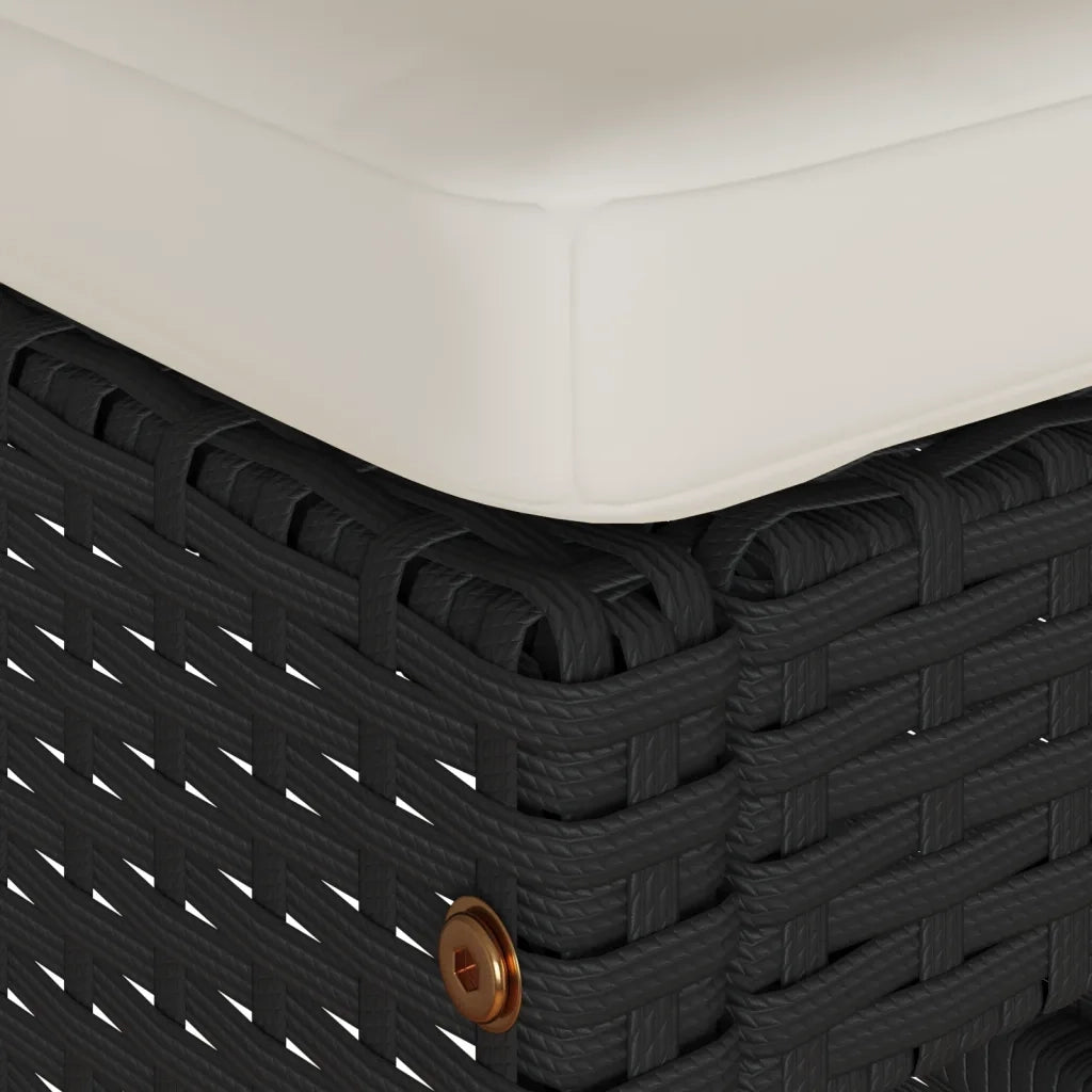 Sgabelli da Bar con Cuscini 4 pz Neri in Polyrattan 368689