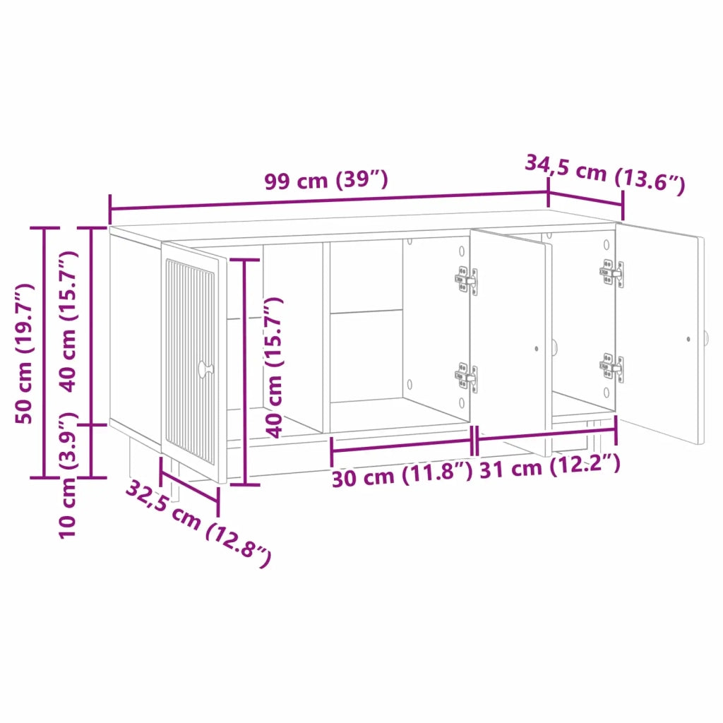 Mobile TV-Credenza per TV Rovere Artigianale 99 x 34,5 x 50 cm 283984