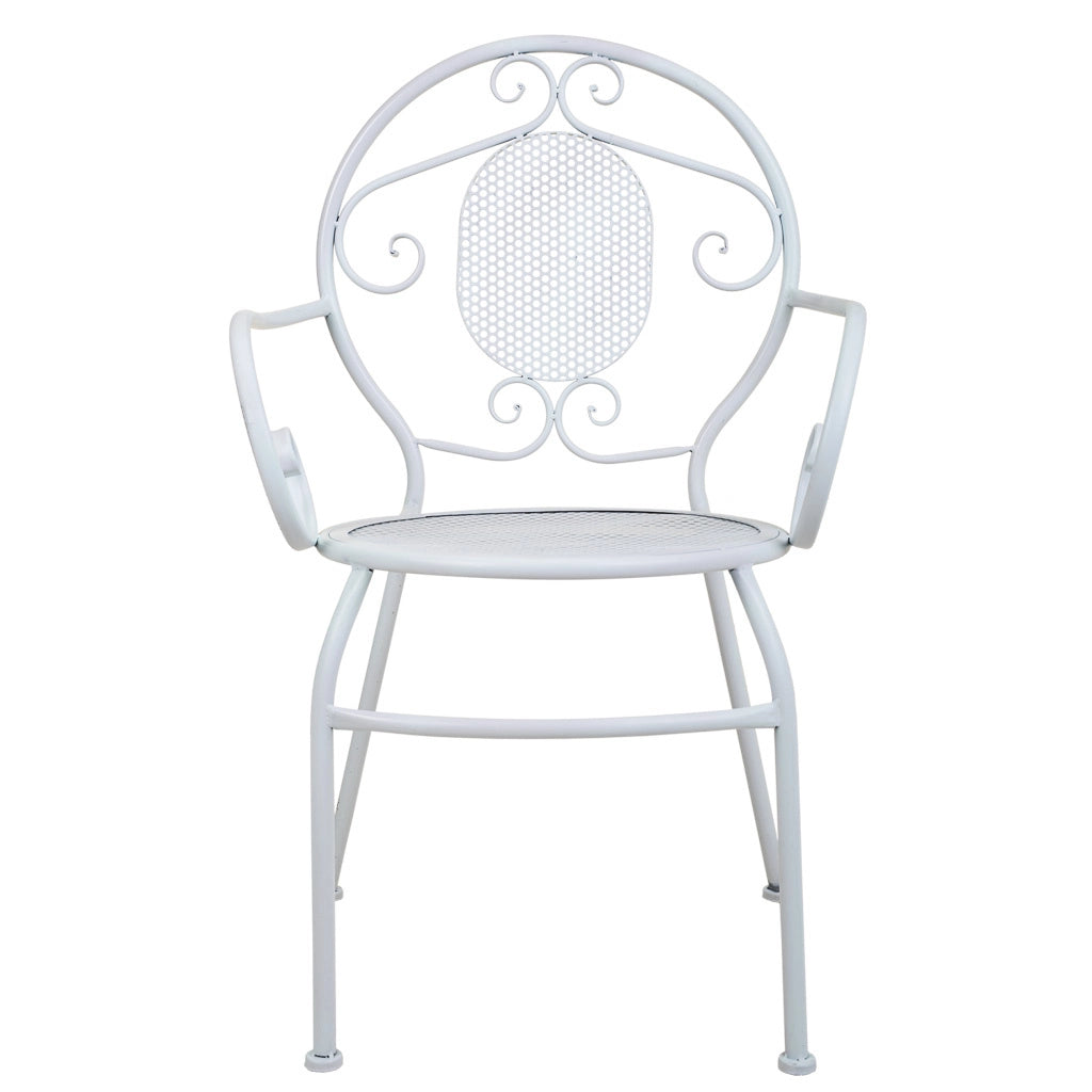 Poltrona in ferro battuto bianco 58x54x88h