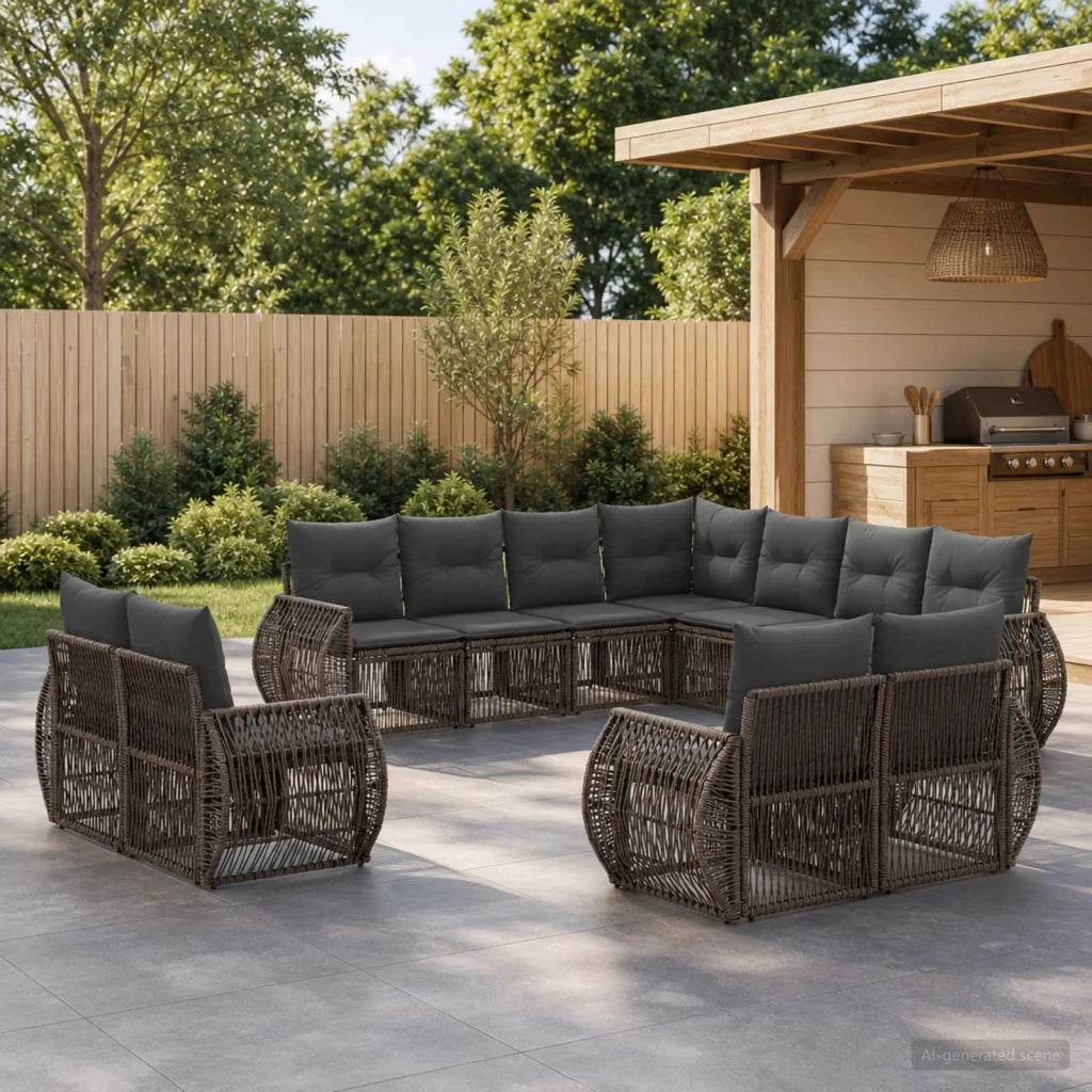 Set Divano da Giardino 11 pz Grigio e Grigio Scuro polyrattan 3435587