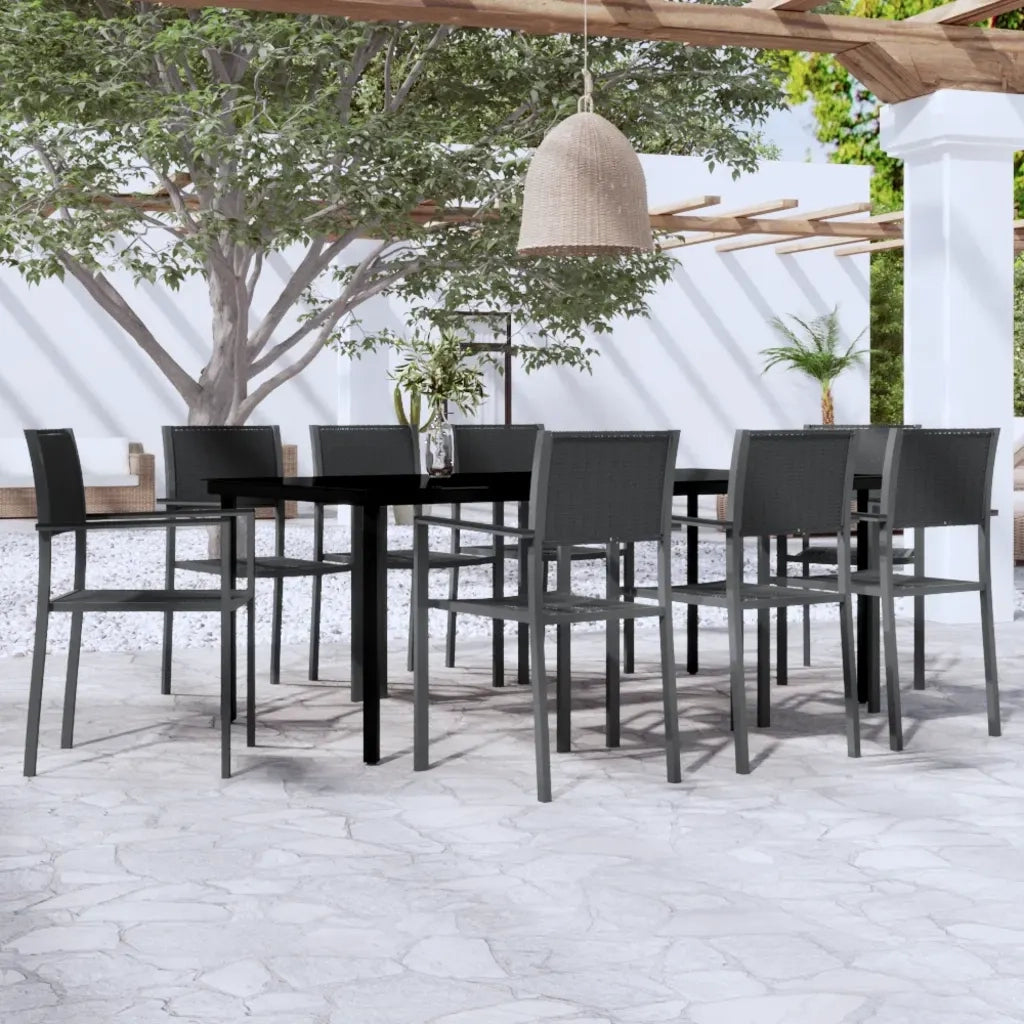Set da Pranzo da Giardino 9 pz Nero 3099268