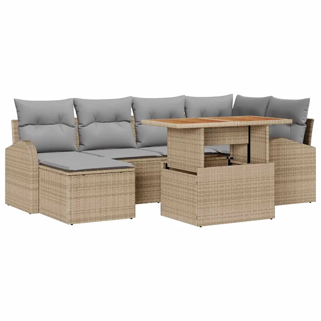 Set Divano da Giardino con cuscino 7 pcs beige e grigio chiaro 3349608