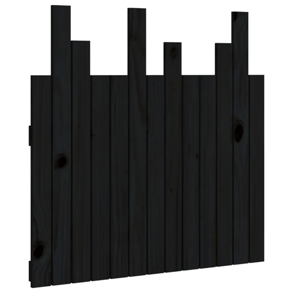 Testiera da Parete Nera 82,5x3x80 cm in Legno Massello di Pino 824807