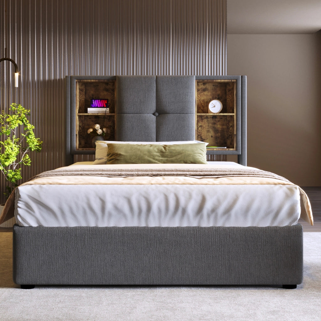 letto imbottito cotone grigio 90x200 cm