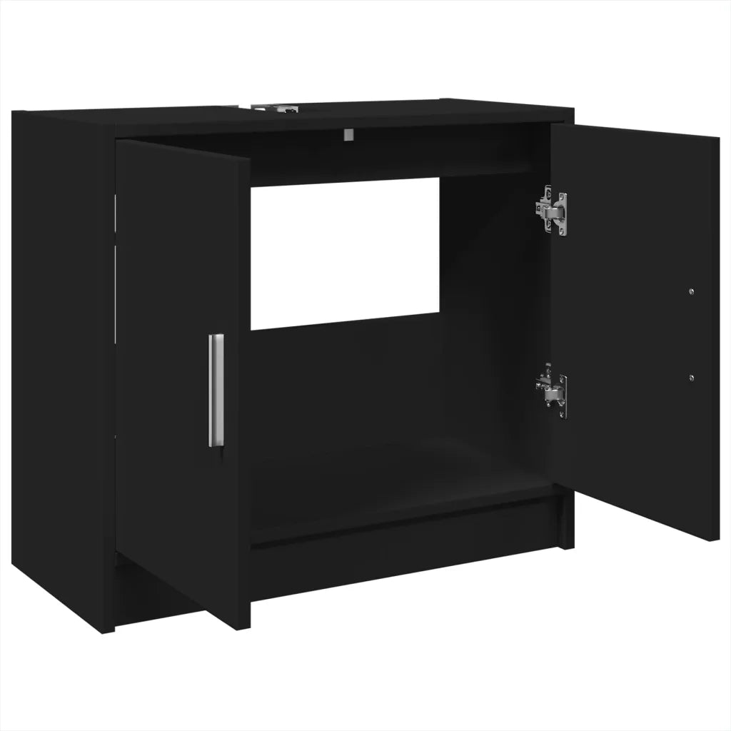 Mobile Lavabo-Armadietto da bagno Nero 63x29x55 cm in Truciolato 727735