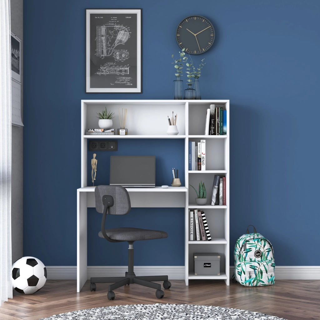Scrivania in legno "Haham" 113 x 40 x 142 cm - Bianco