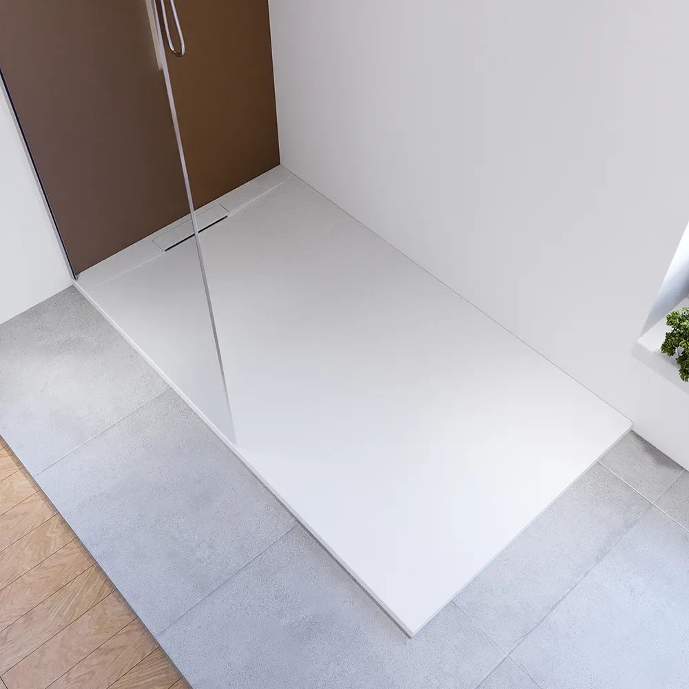 Piatto doccia 90x140 cm in marmoresina bianco effetto pietra | Paros