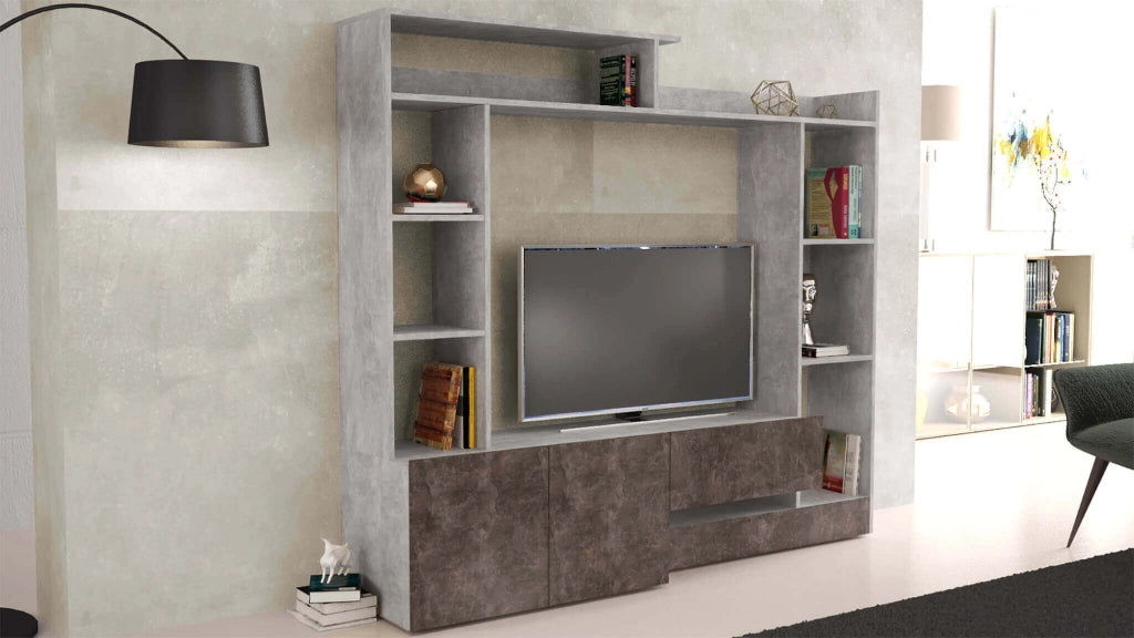 Parete Attrezzata per Soggiorno in Legno Composito cm 180x40x165 - THEO