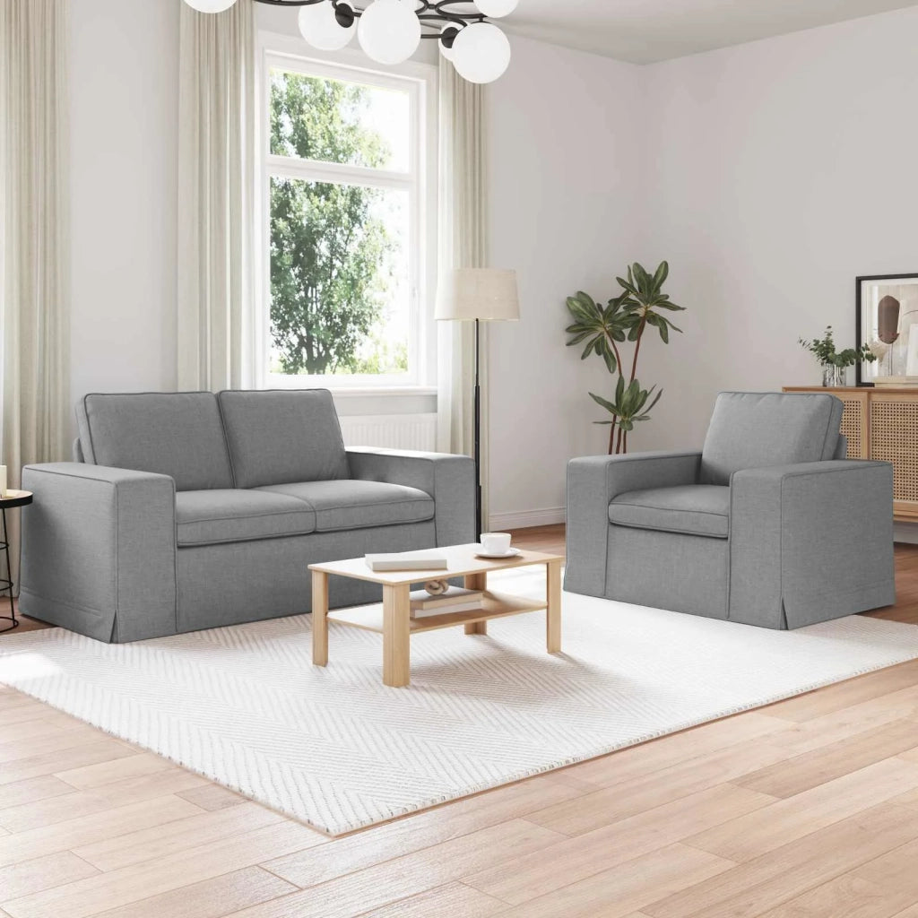 Divano 2 pcs Grigio chiaro 182 x 80 x 82 cm Tessuto