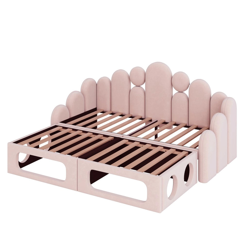Letto divano imbottito per animali domestici - Zephmum - 180x200 cm - Rosa - 2 in 1, velluto morbido, rete e schienale