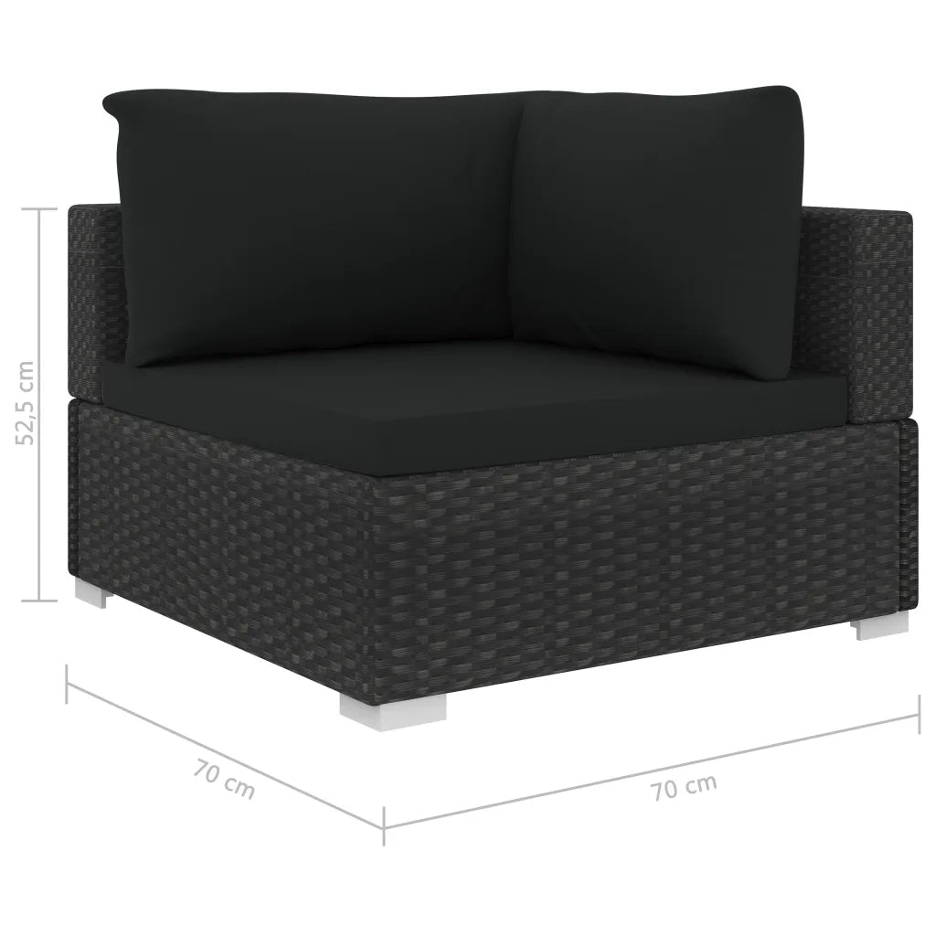 Set Divani da Giardino 5 pz con Cuscini in Polyrattan Nero 46784