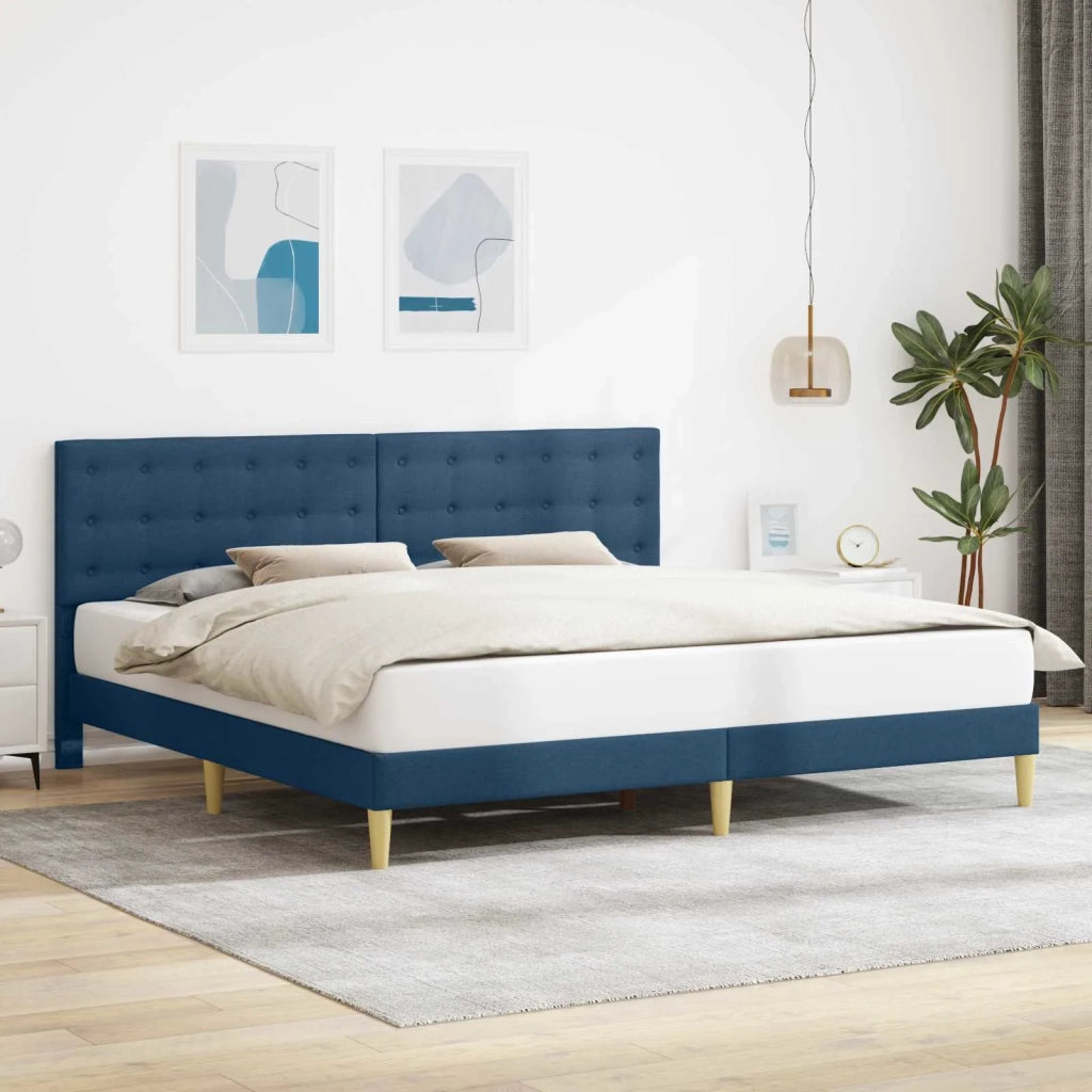 Letto matrimoniale | Letto per adulti | Struttura del letto con testiera Blu 200 x 200 cm Tessuto