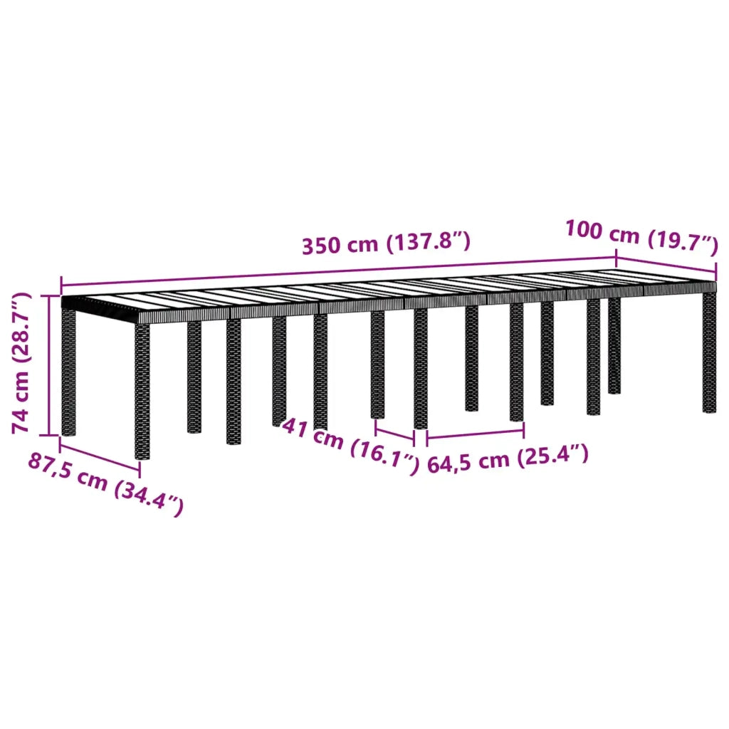Set da Pranzo per Giardino 15 pcs Marrone Rattan Polt 3378637
