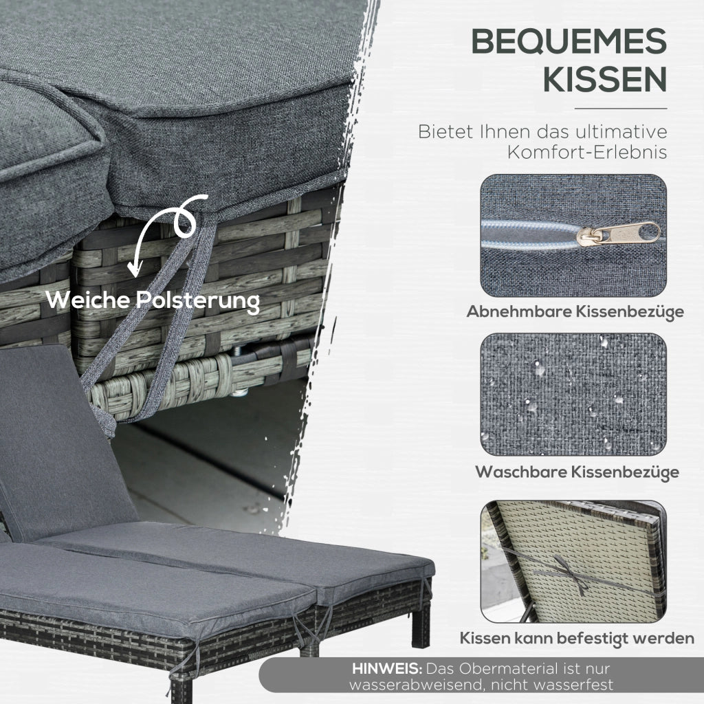 Lounge Polyrattan per Esterno ¨C Minimal ¨C Grigio 196x120x28 cm