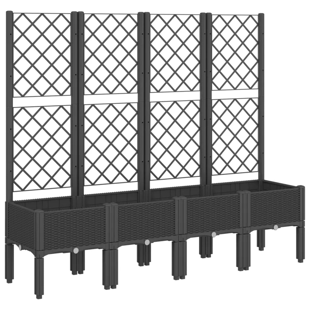Fioriera | Cassetta per fiori | Vaso da Giardino con Traliccio Nera 160x40x142 cm in PP