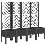 Fioriera | Cassetta per fiori | Vaso da Giardino con Traliccio Nera 160x40x142 cm in PP