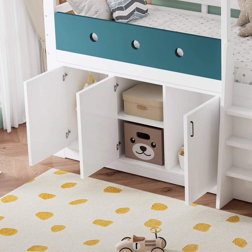 LETTO Semialto a forma di casa 90x200 cm Bianco in legno e MDF