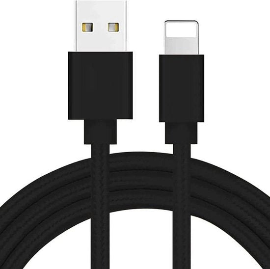 Cavo di ricarica veloce USB-A da 1m per iPhone 11 12 -13 Pro Xs Max XR X 14 SE Plus Mini Pad Pro Air - Cavo dati smartphone Nero