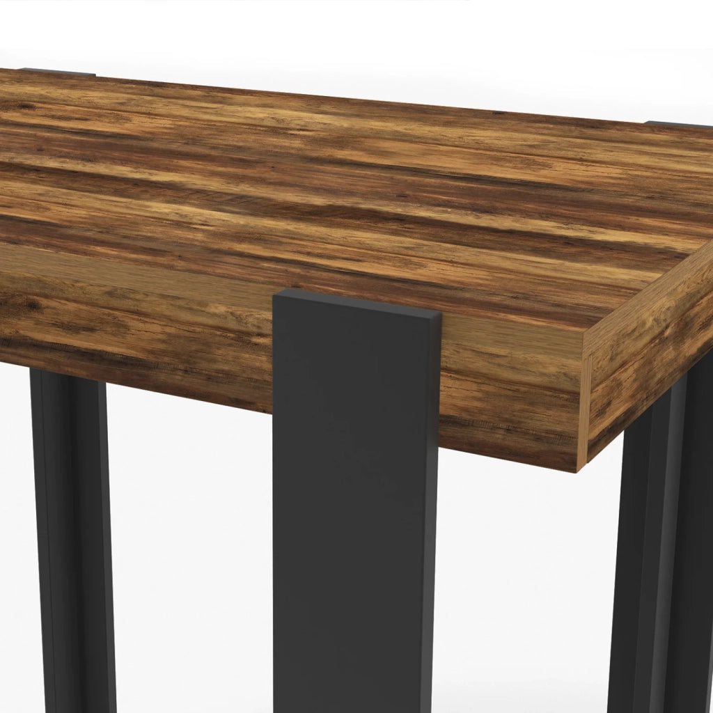 IDMarket - Tavolo da bar PHOENIX, legno scuro, effetto invecchiato e nero, 90 cm
