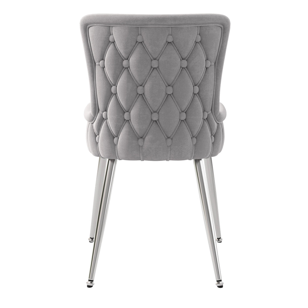 Sedia da pranzo 2 pezzi in velluto con gambe metalliche stabili, design moderno grigio e argento