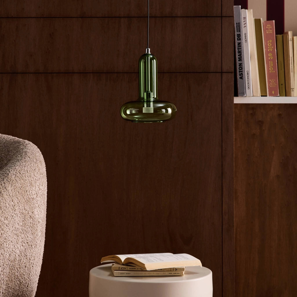 Lampada a sospensione led in vetro, ø15cm, verde