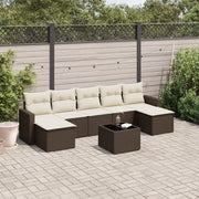 Set Divani da Giardino 8 pz con Cuscini Marrone in Polyrattan 3219343