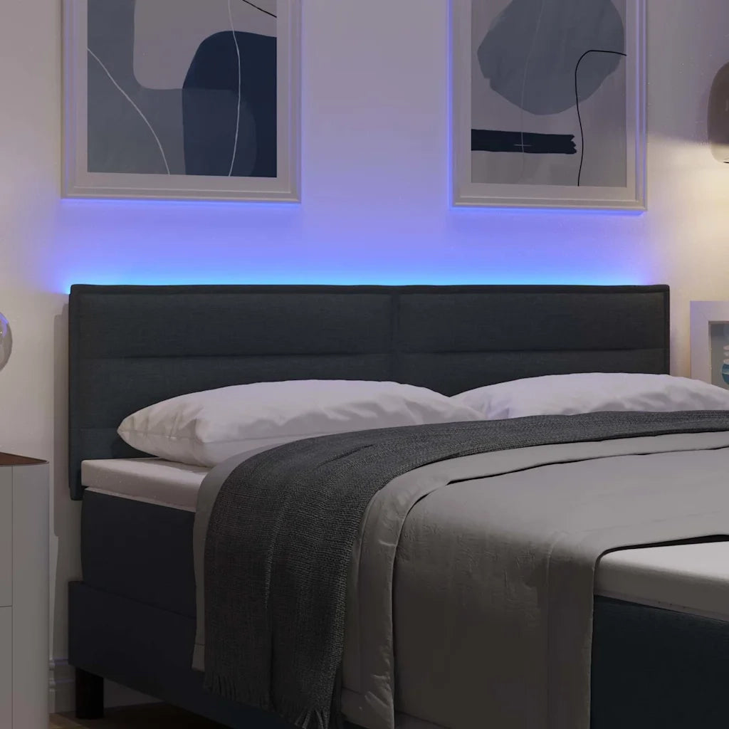 Testiera | Testata LED con strisce LED Grigio scuro 160 cm Tessuto