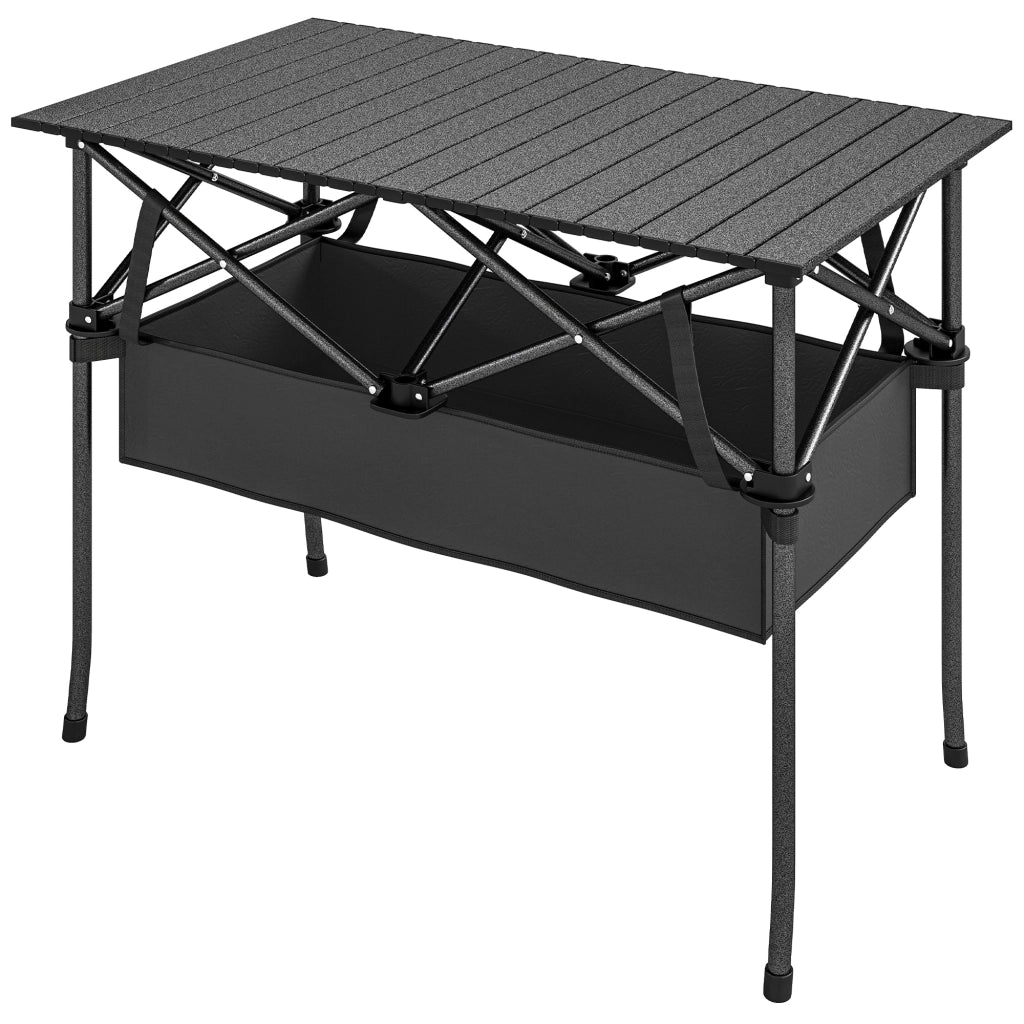 Tavolo Pieghevole da Camping ¨C zephmum ¨C Nero Aluminio 93x55x68 cm