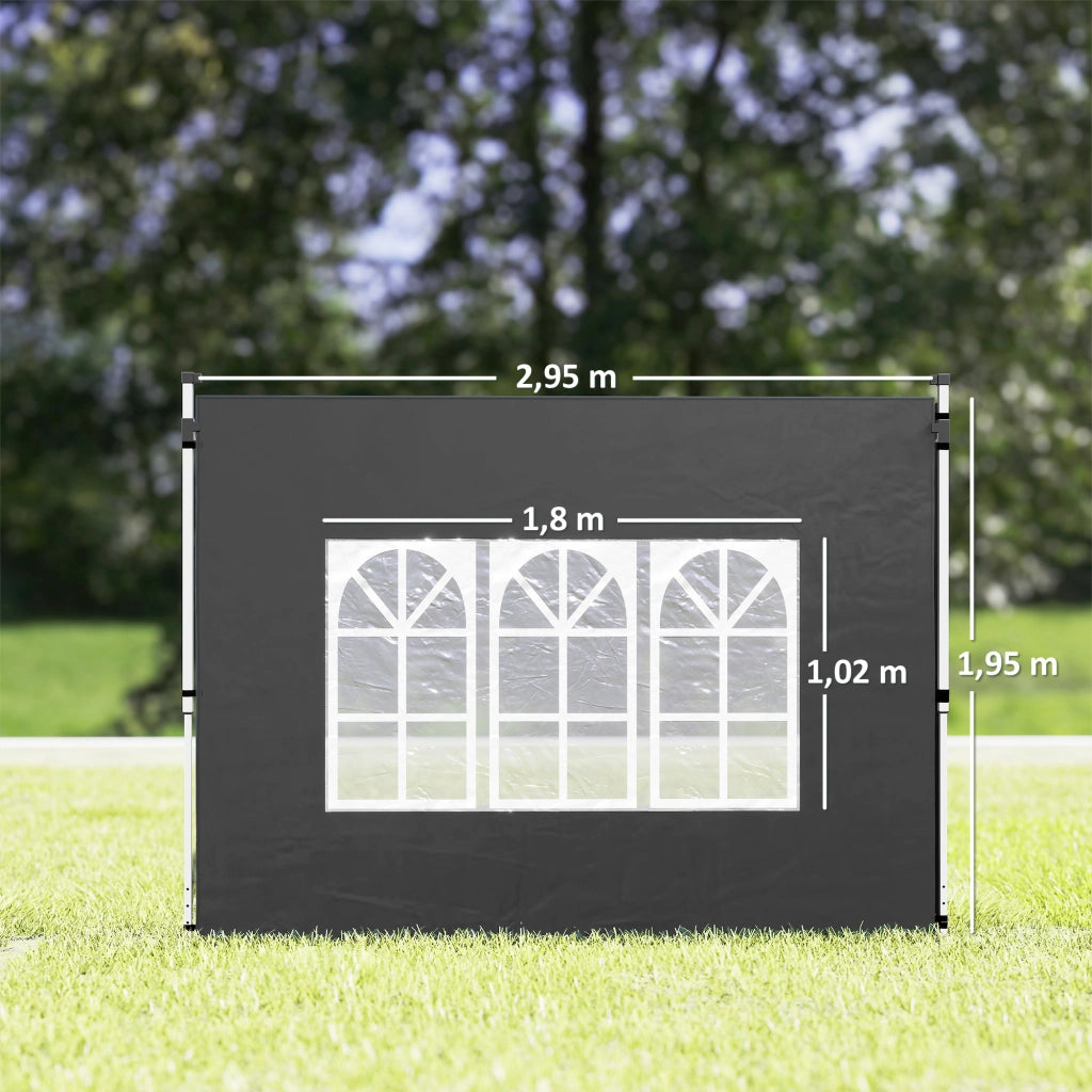 Parete laterale per gazebo 3x3 m ¨C Xylo ¨C con finestra 295x195 cm nero