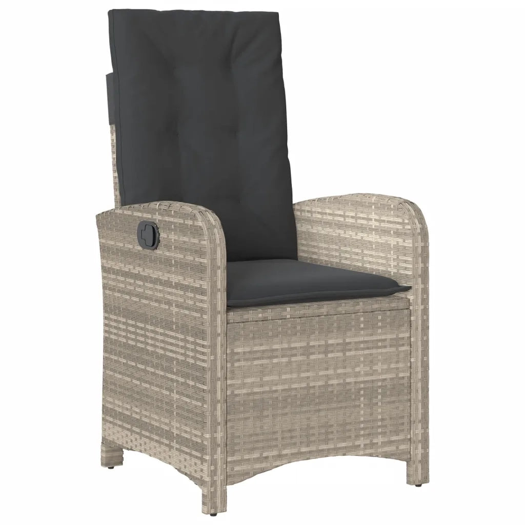 Set Pranzo da Giardino 9pz con Cuscini Grigio Chiaro Polyrattan 3212268