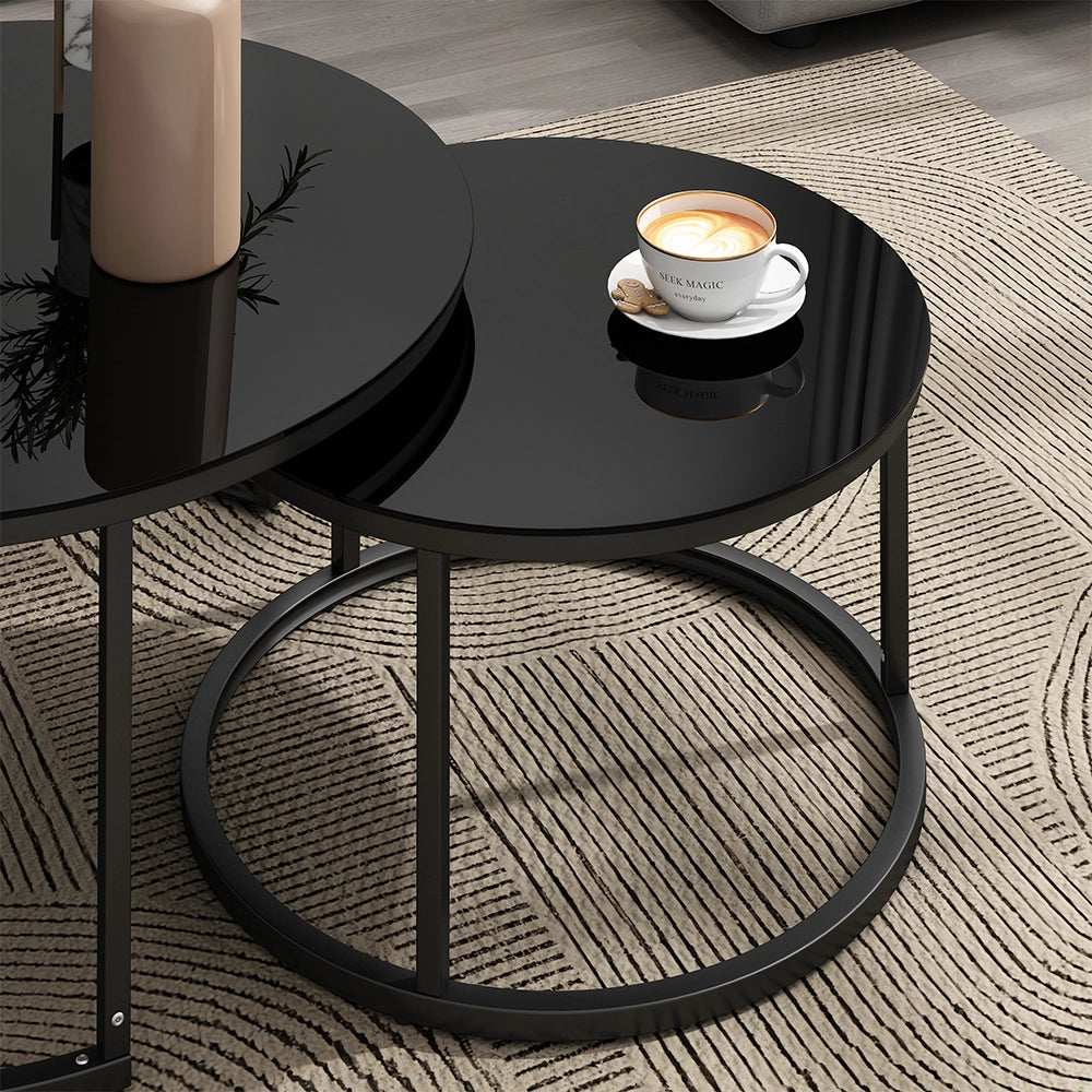 Vicco Set di tavolini Nero 77 x 77 cm 2 parti