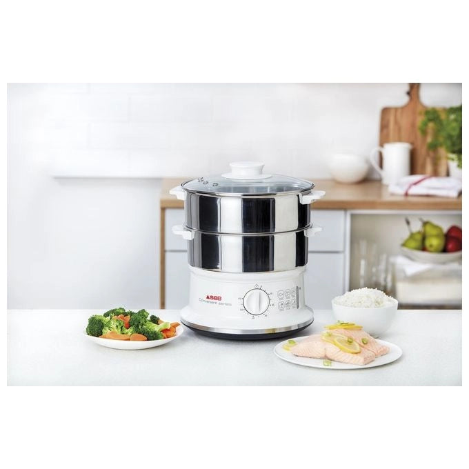Tefal VC1451 pentola a vapore 2 cestello/i Superficie piana Acciaio inossidabile, Bianco