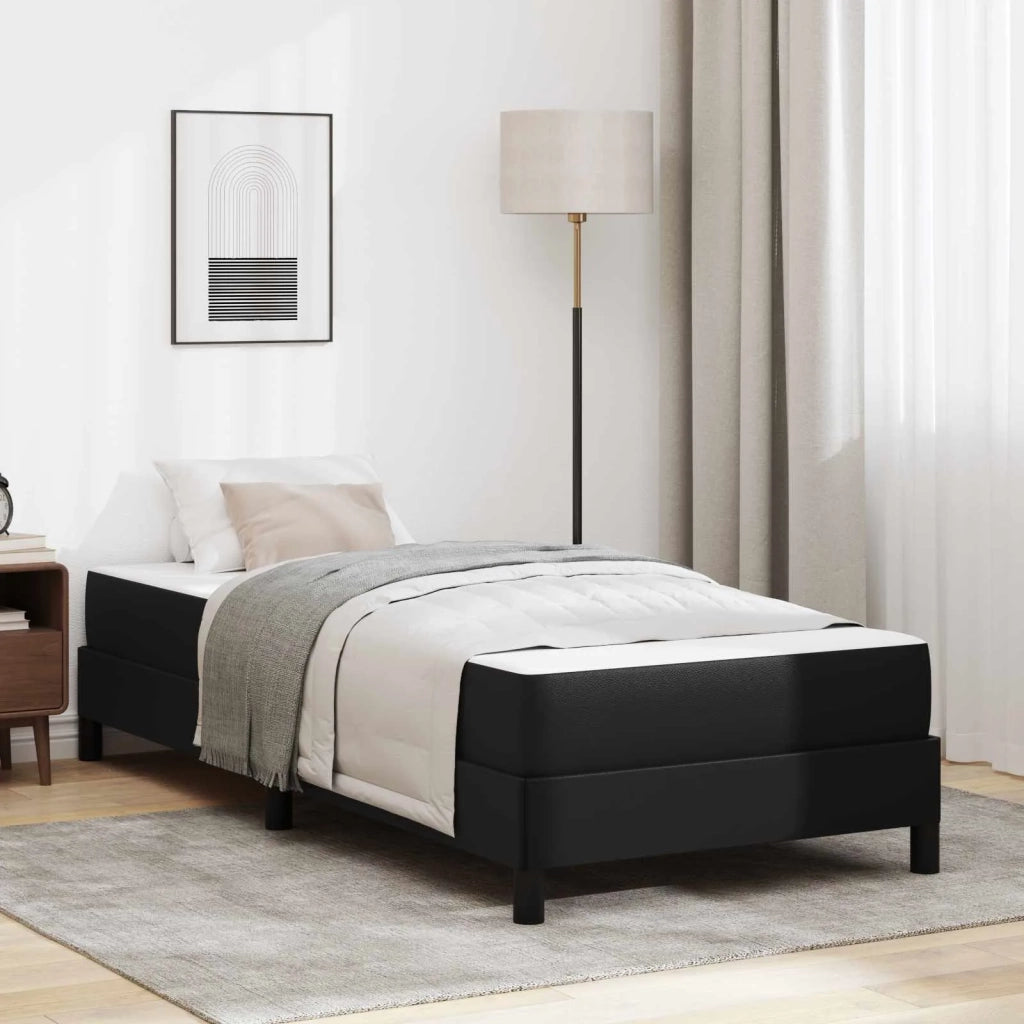 Letto singolo | Letto per adulti | Struttura del letto con materasso Nero 90 x 200 cm Tessuto