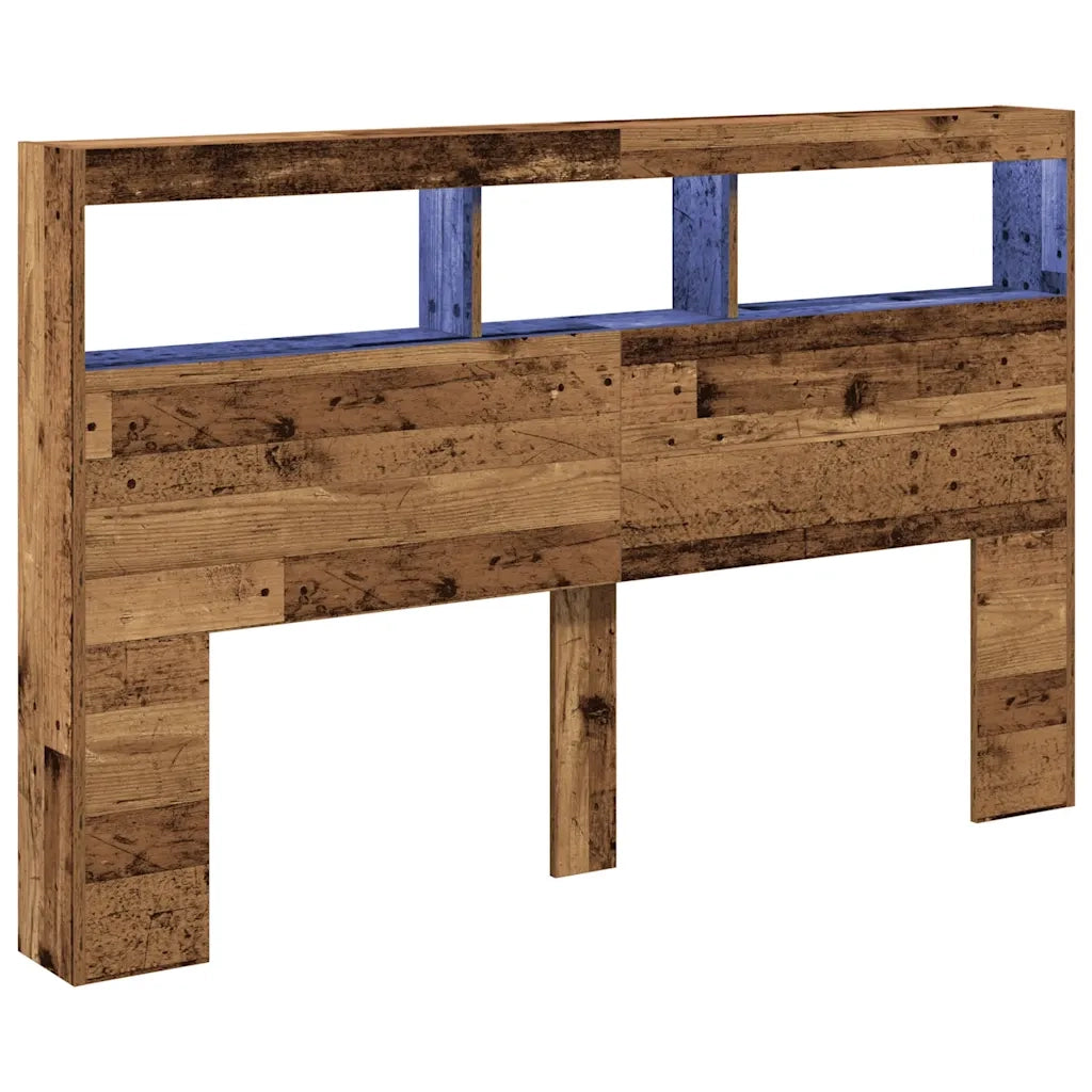 Testiera | Testata con Contenitore a LED Legno Antico 160x17x102 cm