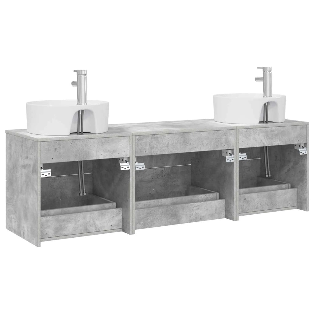 Set di Armadi da Bagno 3 pz Grigio Cemento 62,5 x 44,5 x 50 cm 3405870