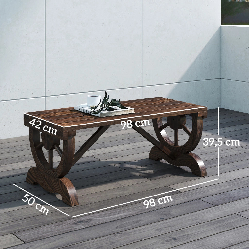 Panchina da giardino in legno naturale resistente alle intemperie; stile rustico; 98 x 50 x 39;5 cm; mobili da esterno pratici
