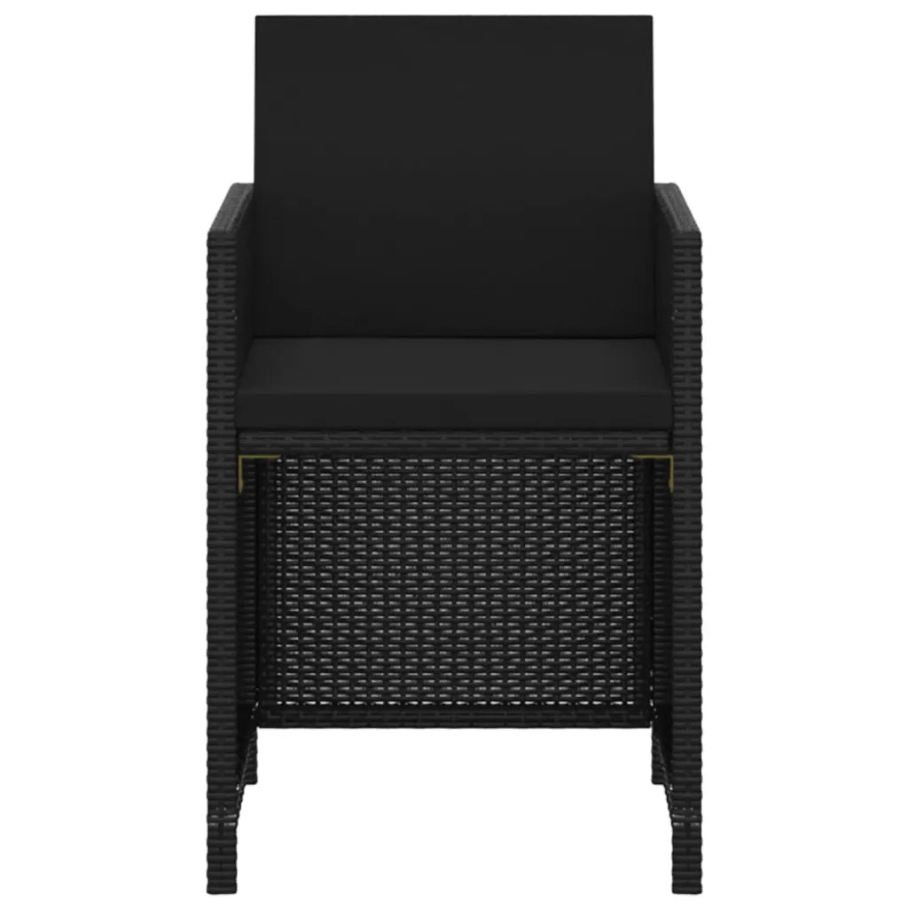Set da Pranzo da Giardino 3 pz con Cuscini in Polyrattan Nero 3095498