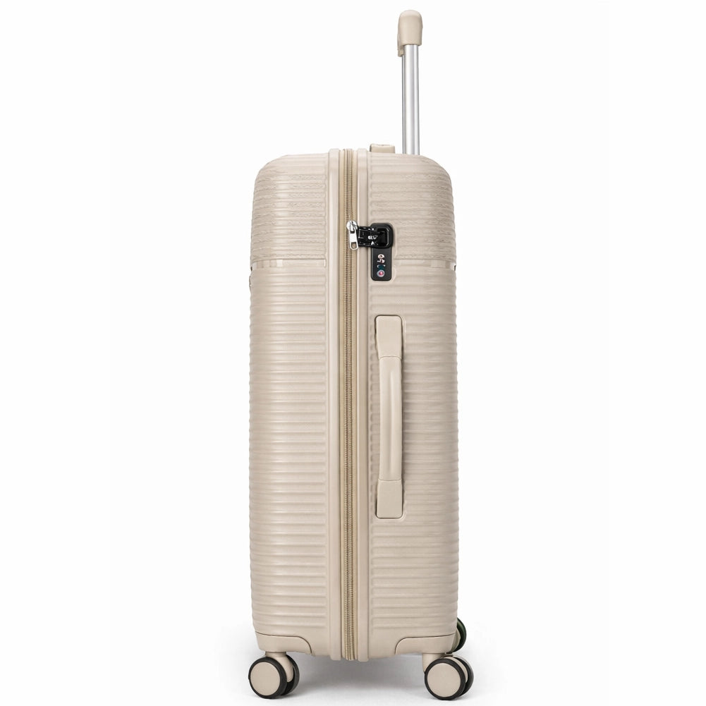 Set 3+1 Valigie Rigide Beauty Case Bagaglio Trolley Beige con Ruote Easy Roll