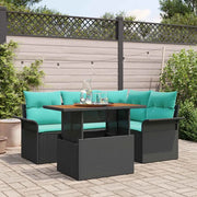 Set Divano da Giardino con cuscino 5 pcs Nero e blu 3349332