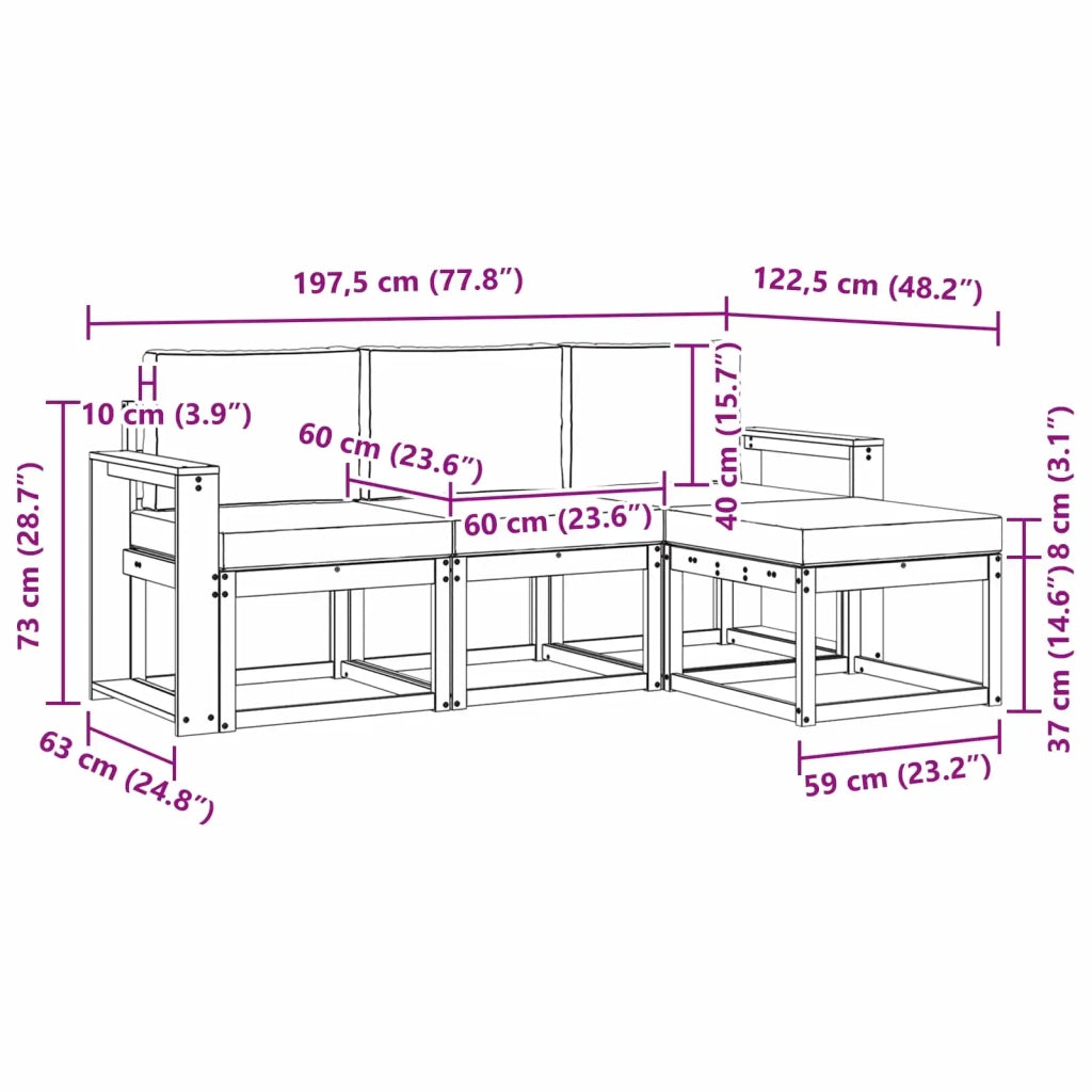 Set di divani da esterno 4 pcs 3387459