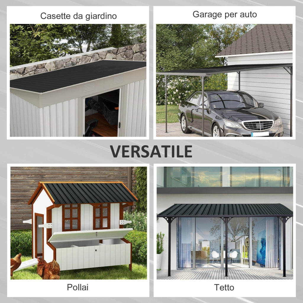 Pannelli di Ricambio per Casette da Giardino ¨C Minimal ¨C Grigio Scuro Acciaio Zincato 129x45 cm