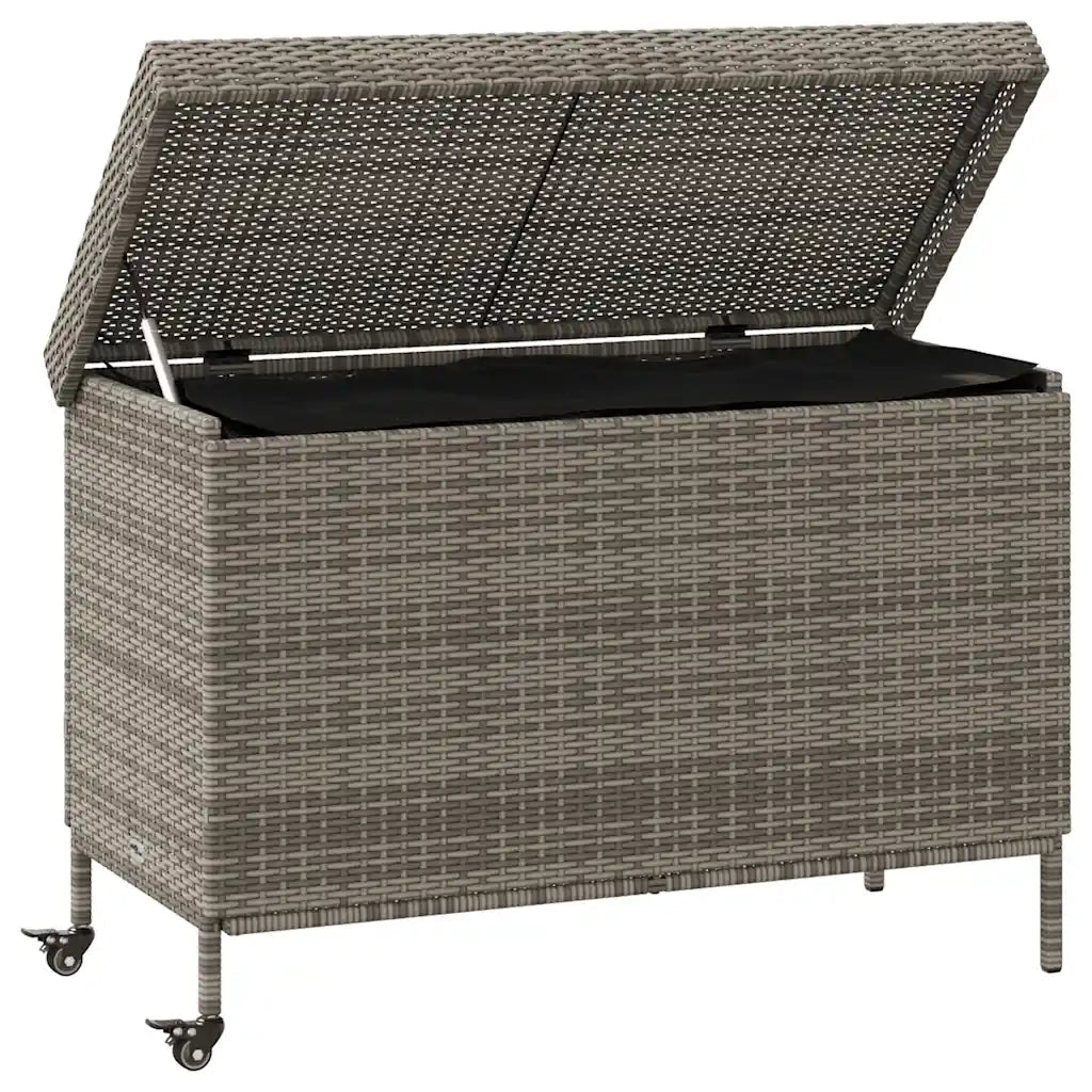 Contenitore da Giardino con Ruote Grigio 110x55x73cm Polyrattan CFW7778135