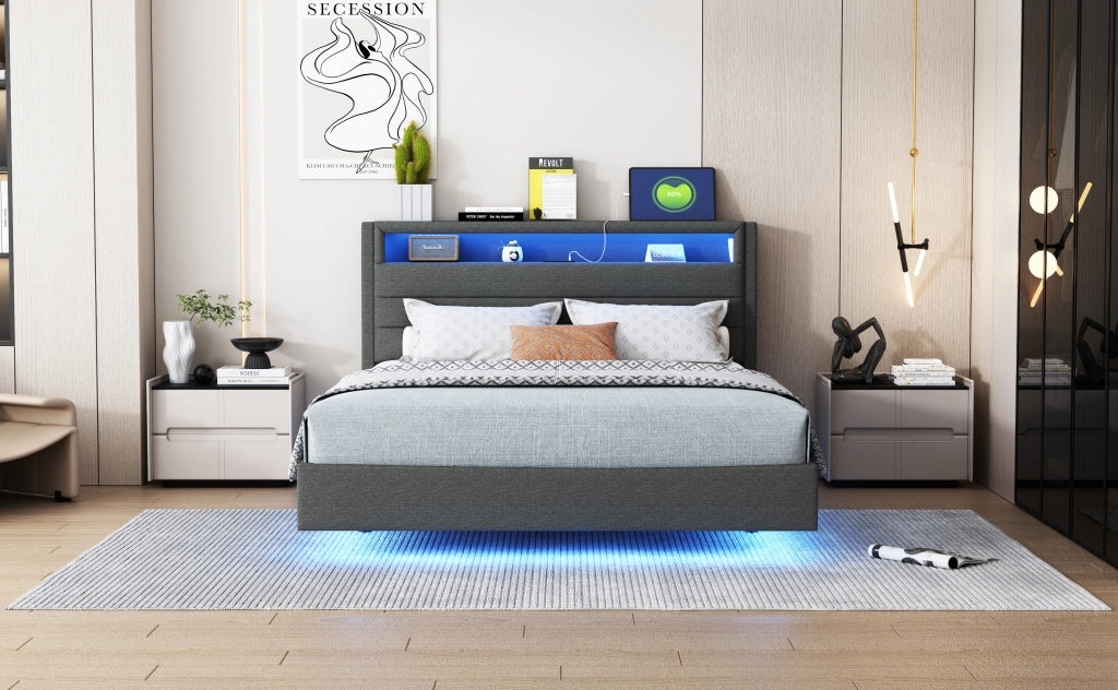 letto imbottito lino grigio 140 x 200 cm