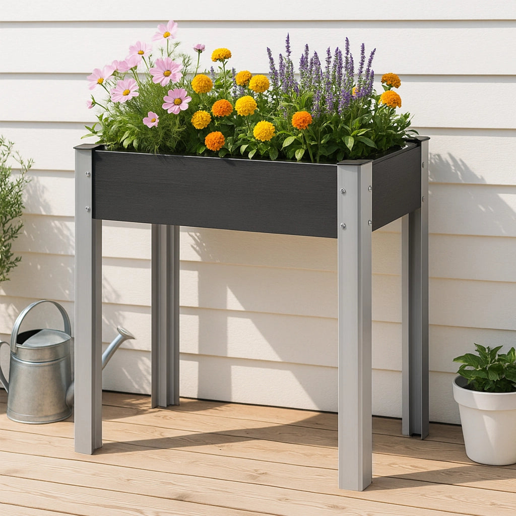Aiuola Rialzata Beverwijk 75 x 40 x 75 cm - Grigio Scuro [en.casa]