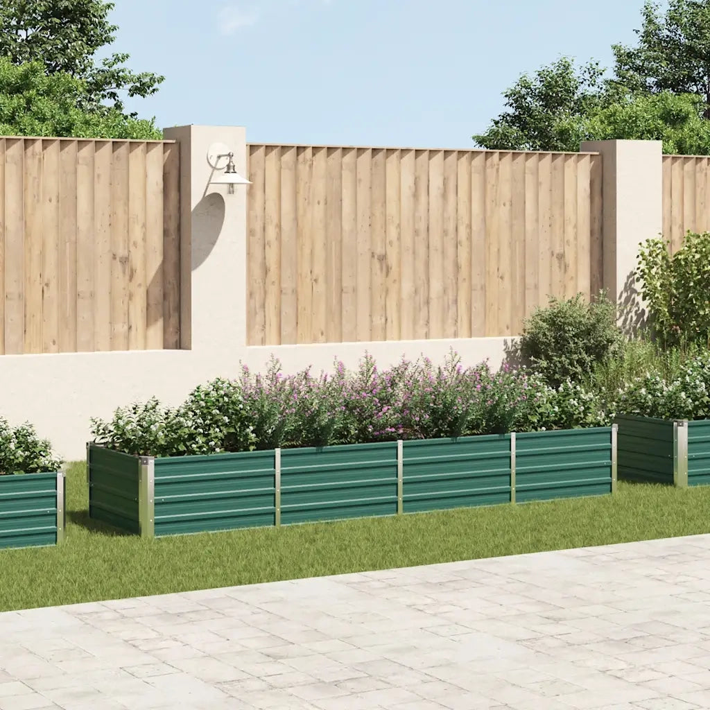 Fioriere | Cassetta per fiori | Letto Rialzato Giardino in Acciaio Zincato 320x80x45 cm Verde
