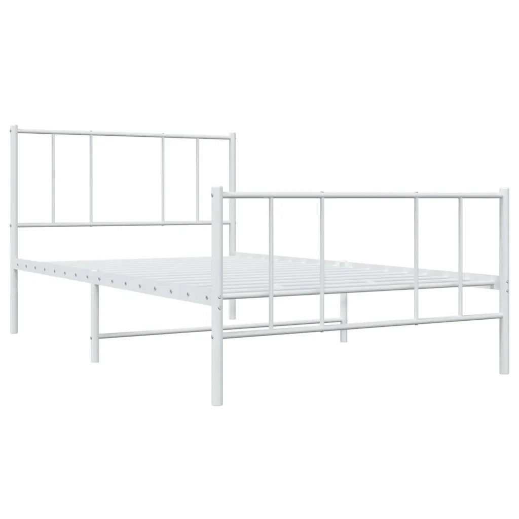 Letto singolo | Letto per adulti | Giroletto con Testiera e Pediera Metallo Bianco 80x200 cm
